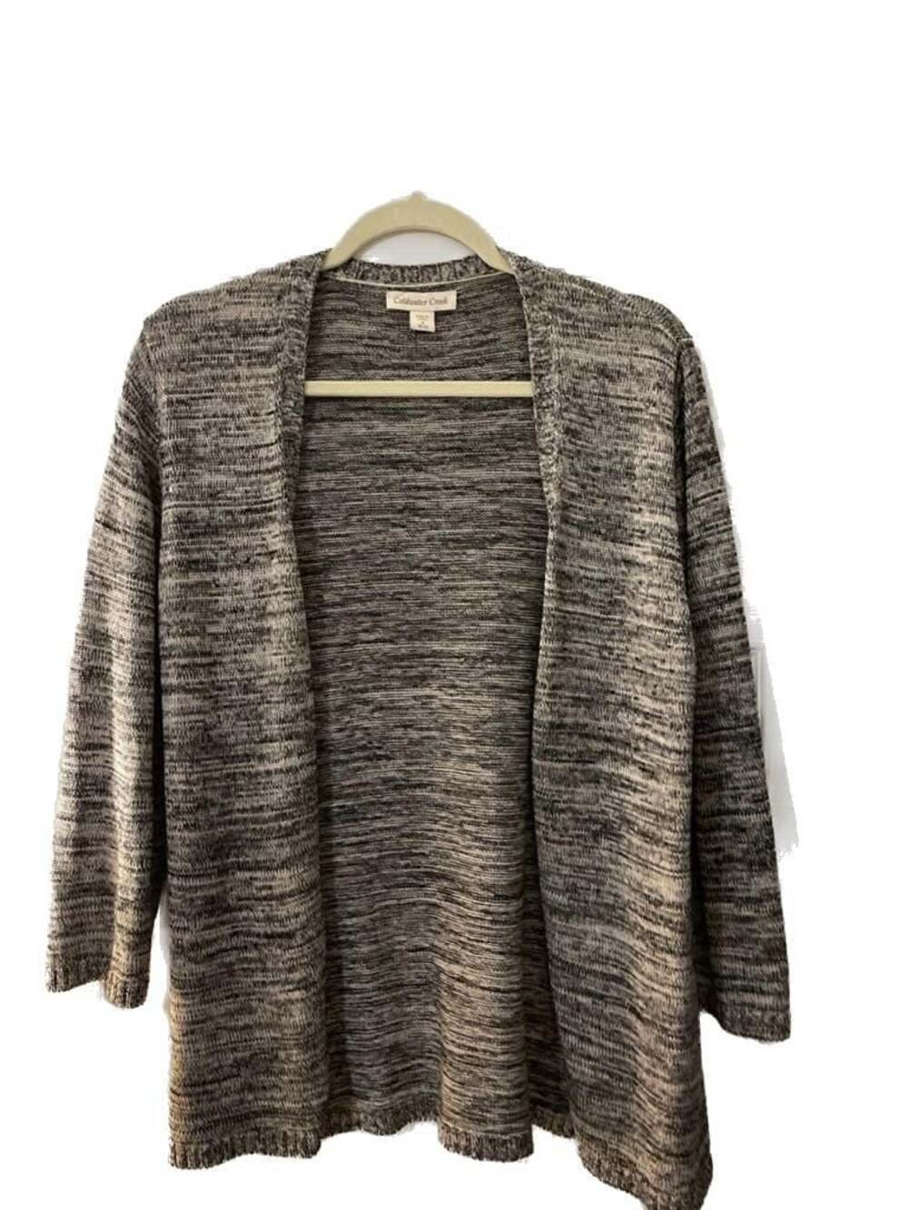 Coldwater Creek Silk Cotton Blend Marled Gray Open Front Cardigan Size M